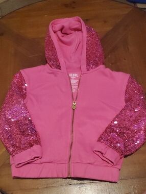 Pink Sequin-Sleeve Zip Hoodie And Matching Skirt for Kids - 365 KIDS.